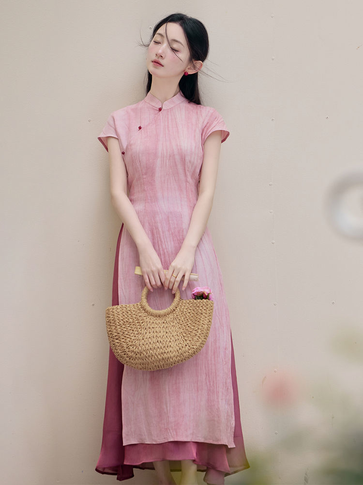 Vestido longo vintage com calç - Ao Dai Vietnam Dress avaliação e preço