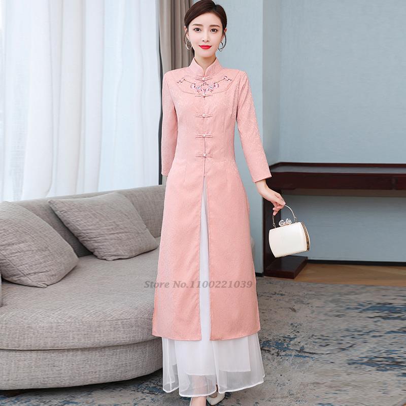 2026 Novo Conjunto Feminino de - Ao Dai Vietnam Dress avaliação e preço