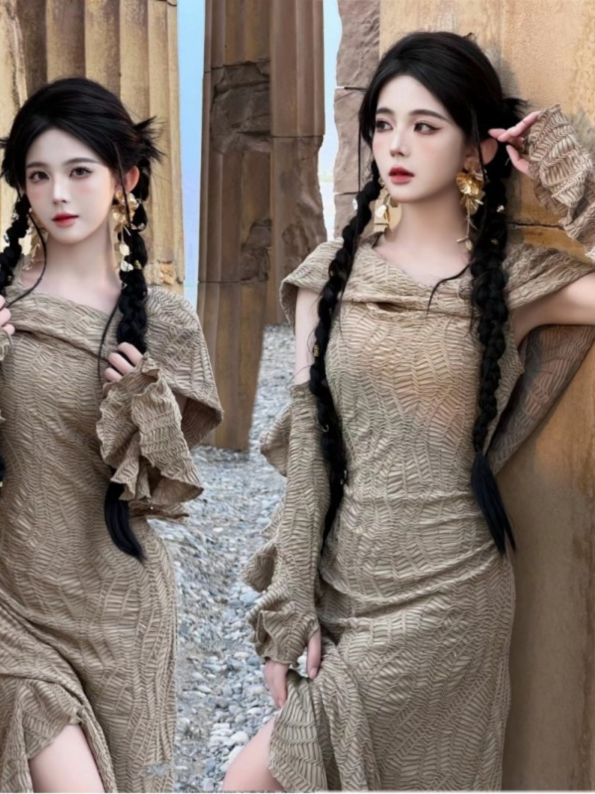 Vestido Longo com Tema Desérti - Ethnic Fashion Photography avaliação e preço