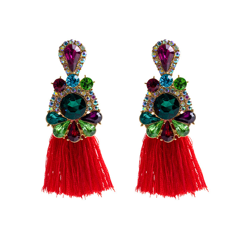 Brincos de cristal com franjas - Ethnic Fashion Brand avaliação e preço
