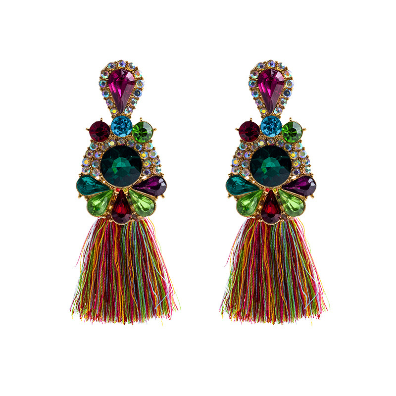 Brincos de cristal com franjas - Ethnic Fashion Brand avaliação e preço